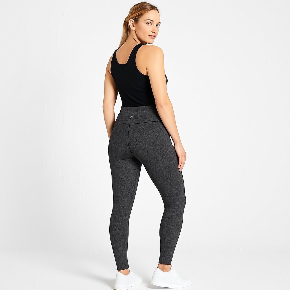 Athleta Leggings Gray Herringbone Print Nylon Spandex Yoga Pants Athleisure M